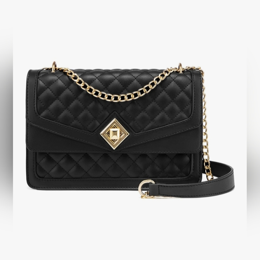 Black Quilted Leather Crossbody And Shoulder Bag